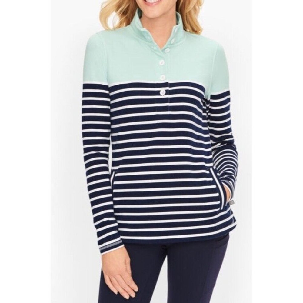 T By Talbots Sz Small Colorblock Half Button Pull… - image 2